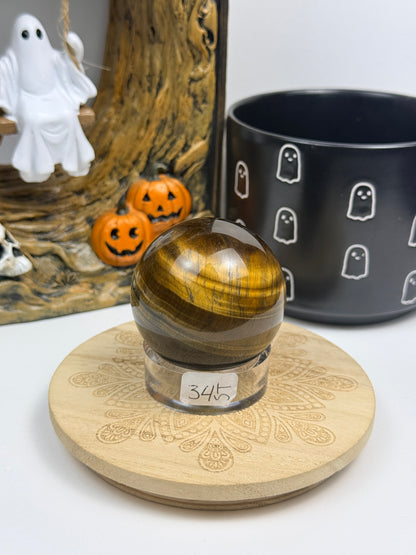 Tiger's Eye Spheres with Stands