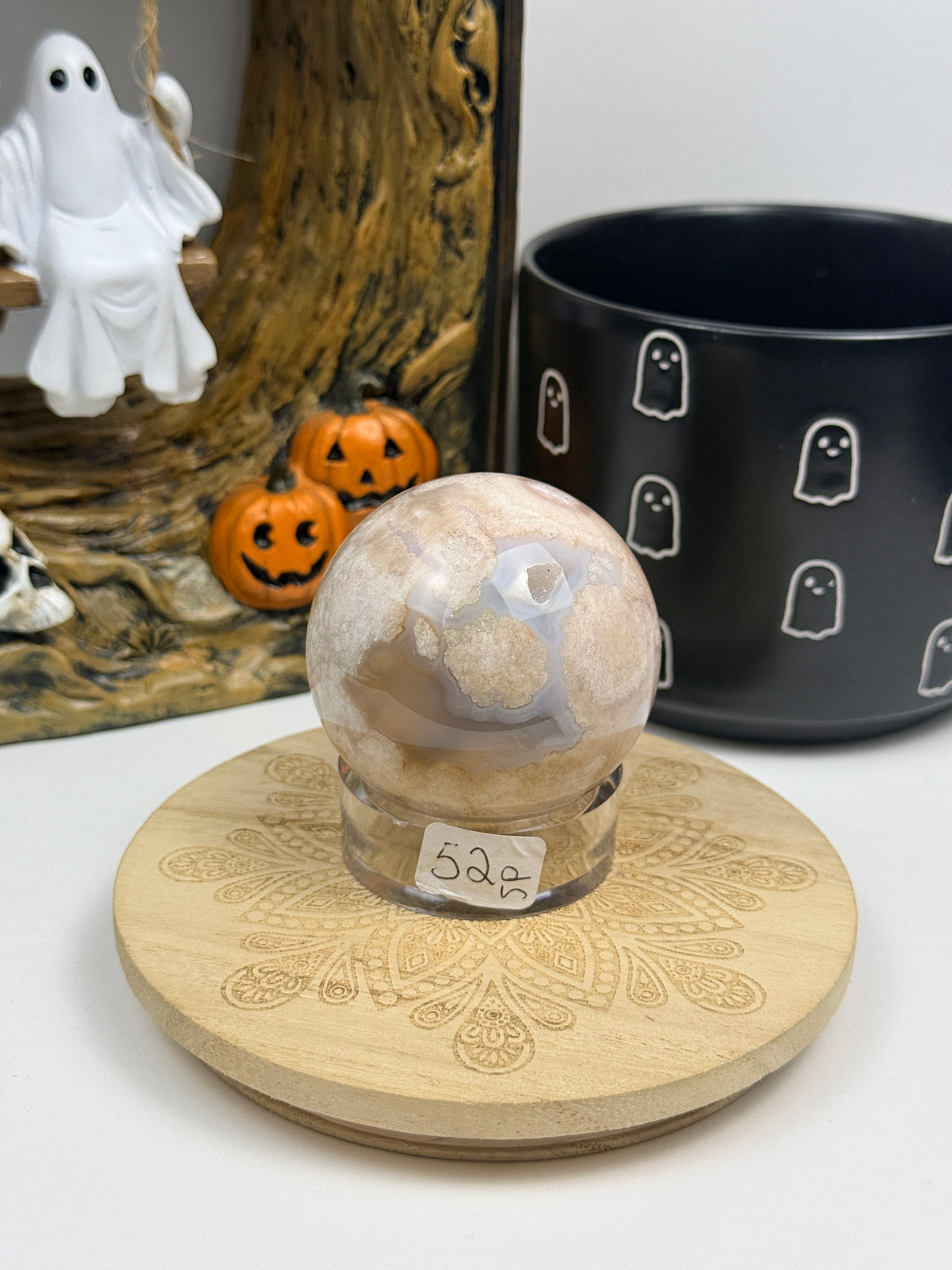 Pink Amethyst and Flower Spheres with Stands