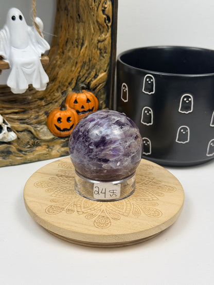 Feather Amethyst Spheres with Stands