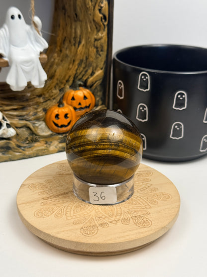 Tiger's Eye Spheres with Stands