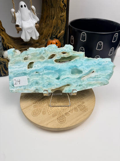 Hemimorphite Slabs with Stands