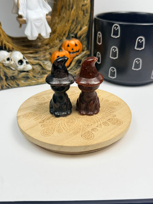 Crystal Cats with Witch Hats