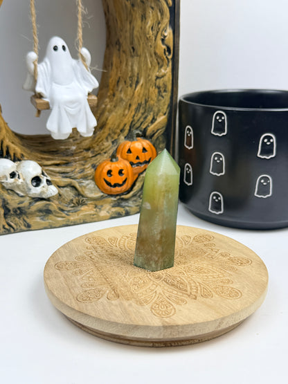 Green Flower Agate Tower