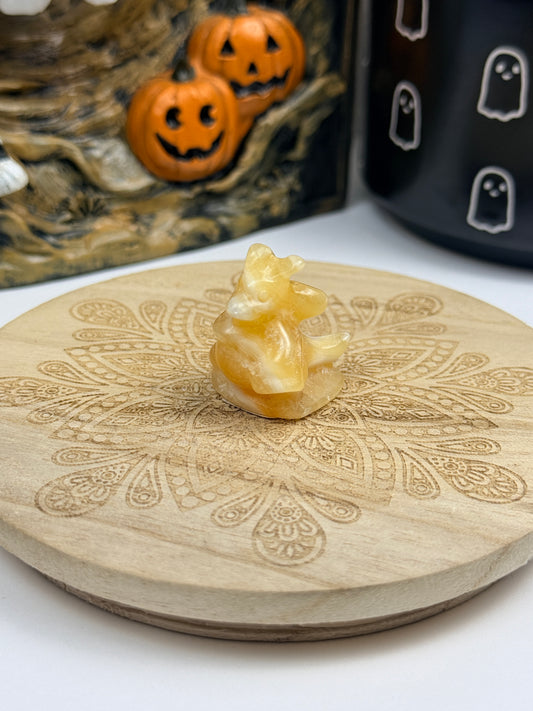 Orange Calcite Dragonite-Inspired Carving