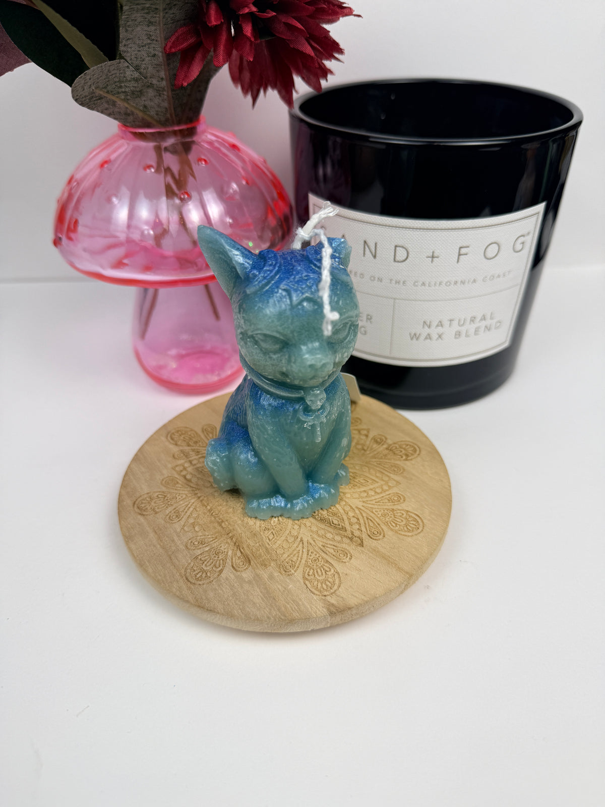 Blueberry Muffin Demon Cat Shaped Beeswax Candle (Damaged)
