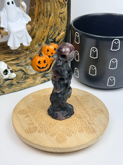 Three Wise Skulls Crystal Carvings