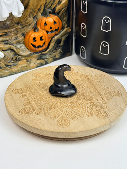 Silver-Sheen Obsidian Witch Hat