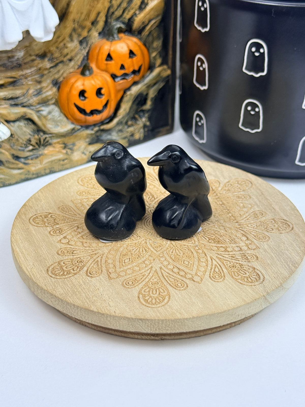 Obsidian Raven Carvings