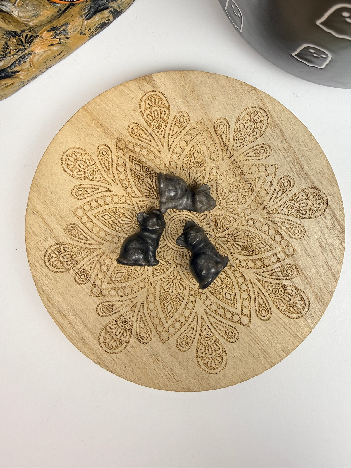 Mini Silver-Sheen Obsidian Cats
