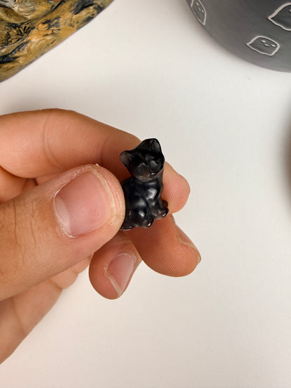 Mini Silver-Sheen Obsidian Cats