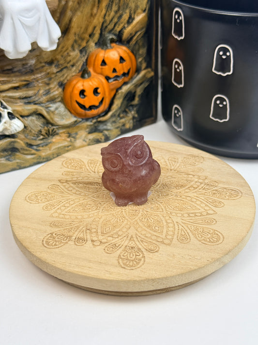 Strawberry Quartz Owl