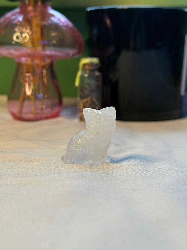 Clear Quartz Sitting Cat