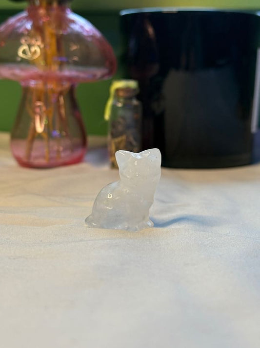 Clear Quartz Sitting Cat