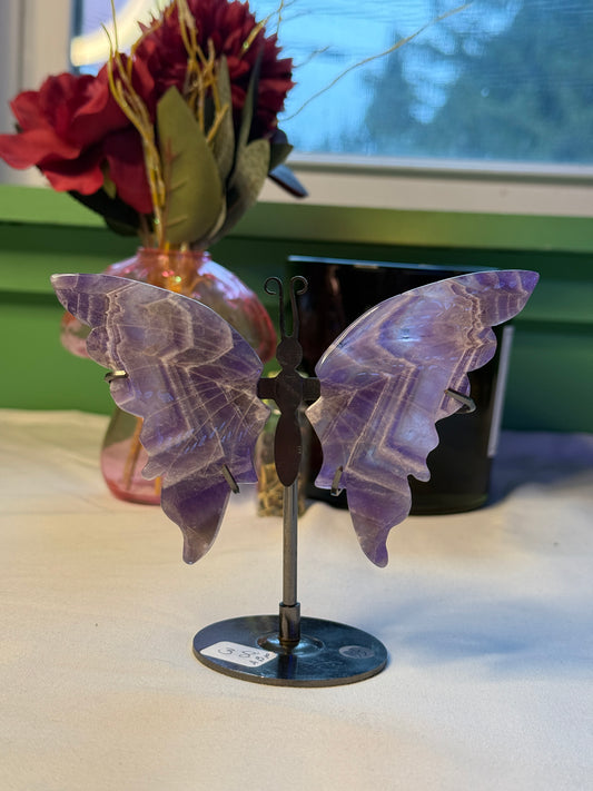 Large Amethyst Butterfly Wings with Stand