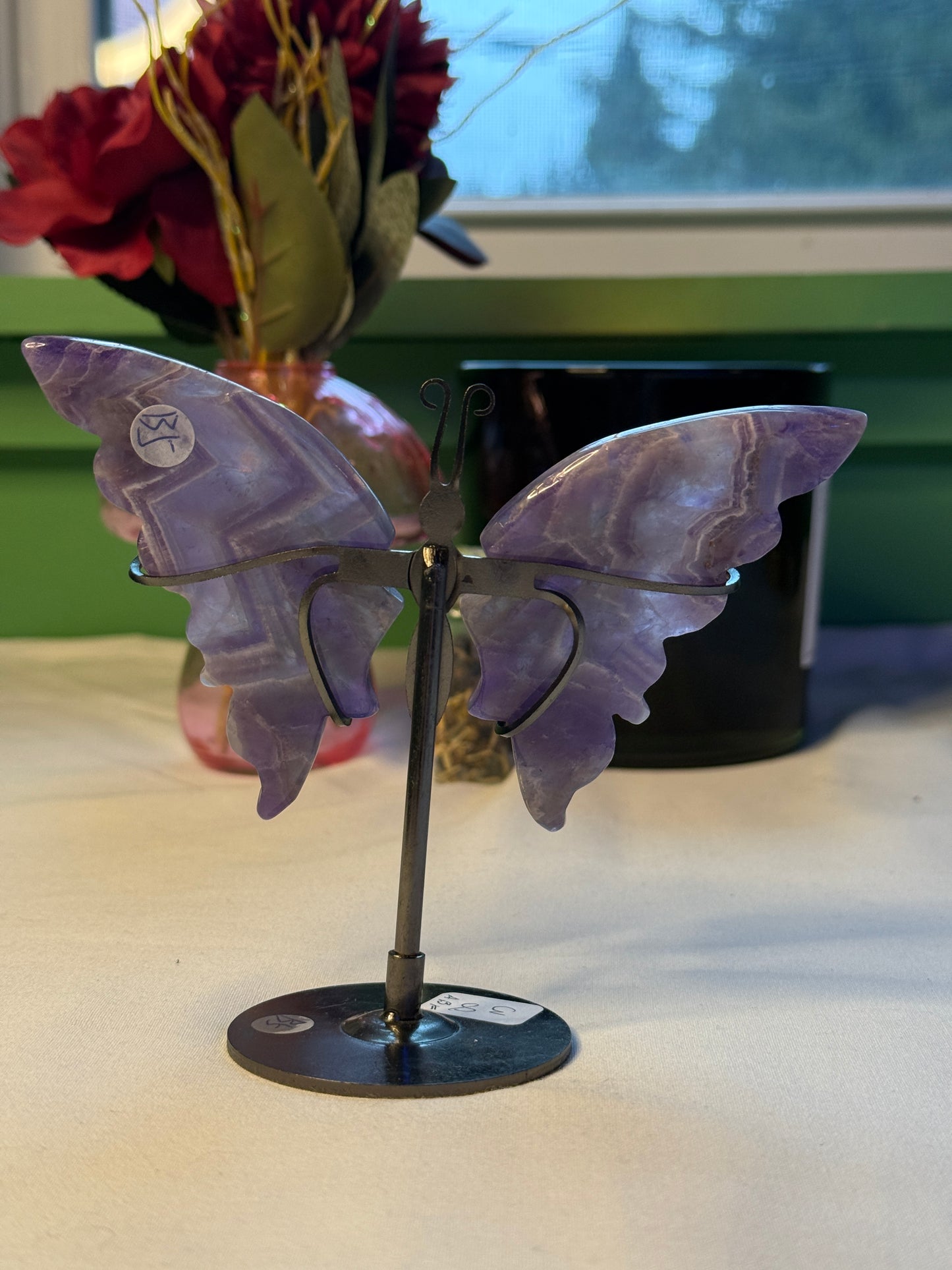 Large Amethyst Butterfly Wings with Stand