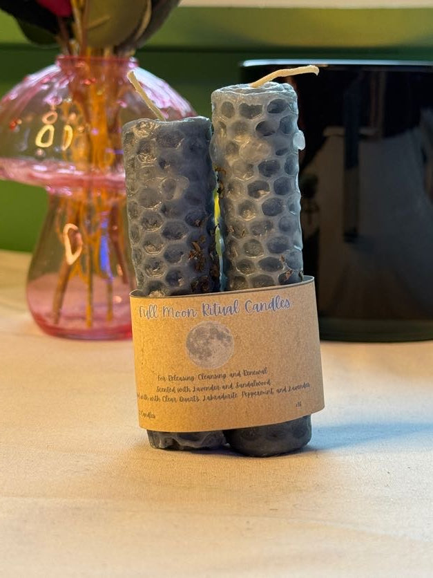 Full Moon Hand-Rolled Beeswax Spell Candles
