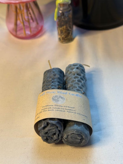 Full Moon Hand-Rolled Beeswax Spell Candles