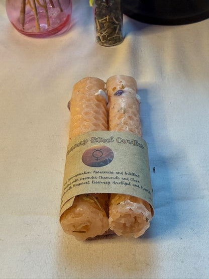 Mercury Hand-Rolled Beeswax Spell Candles