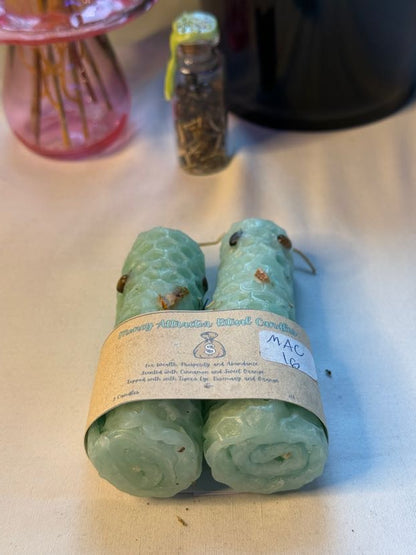 Money Attraction Hand-Rolled Beeswax Candles