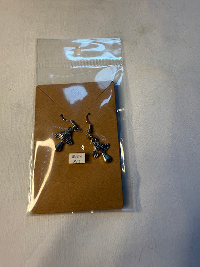 Funky Mushroom Silver Charm Earrings