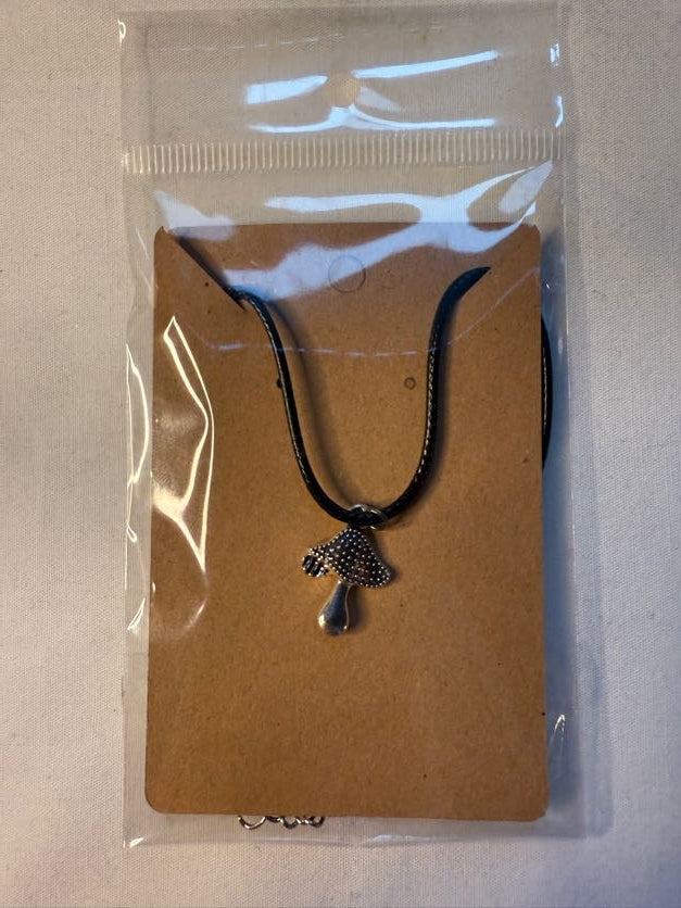 Funky Mushroom Silver Charm Necklace