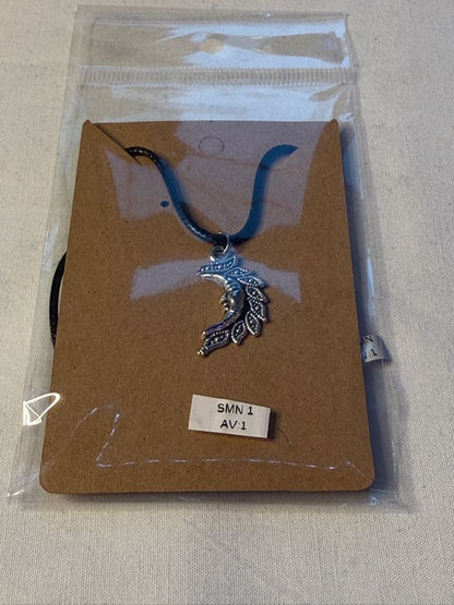 Large Moon Silver Charm Necklace