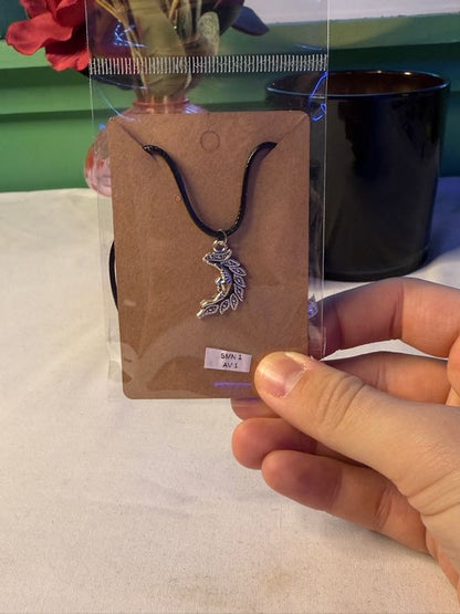 Large Moon Silver Charm Necklace