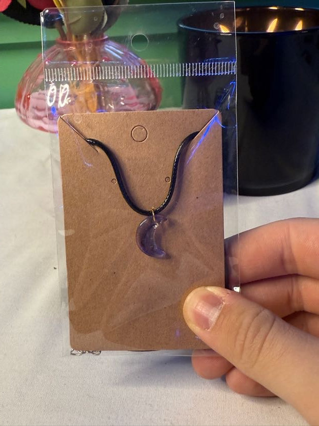 Clear Moon Charm Necklace