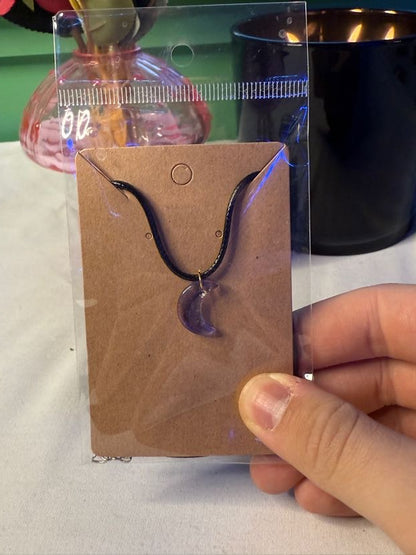 Clear Moon Charm Necklace