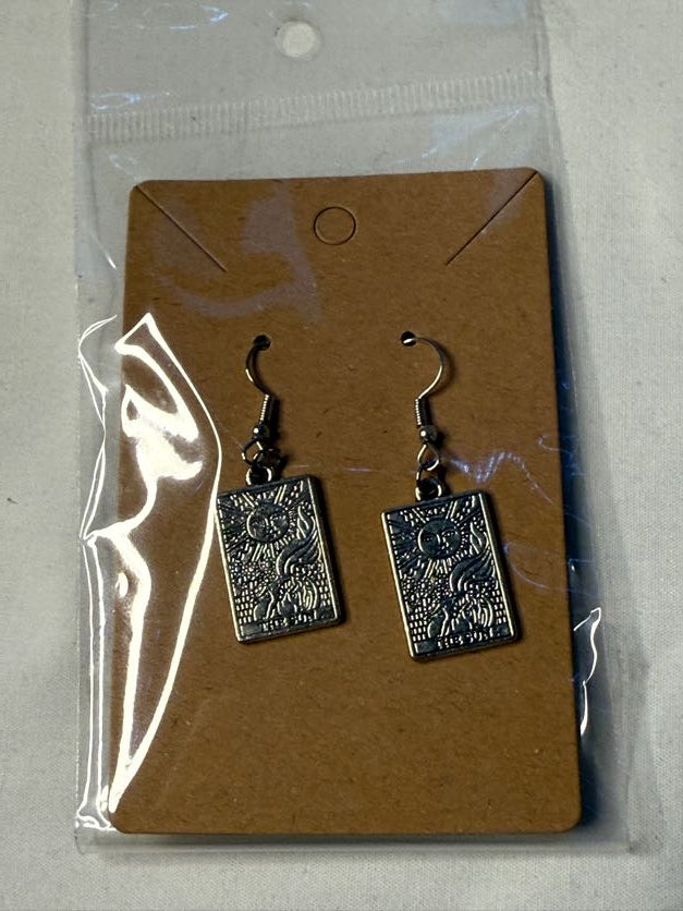 Silver Tarot Card Earrings