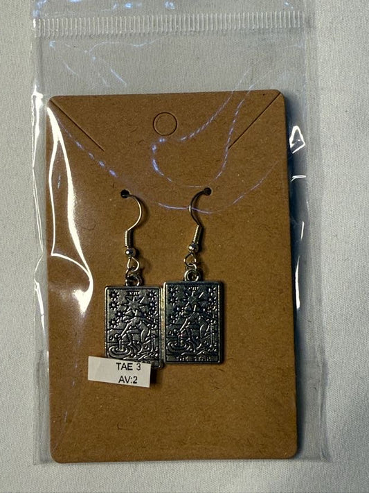 Silver Tarot Card Earrings