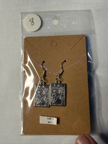 Silver Tarot Card Earrings