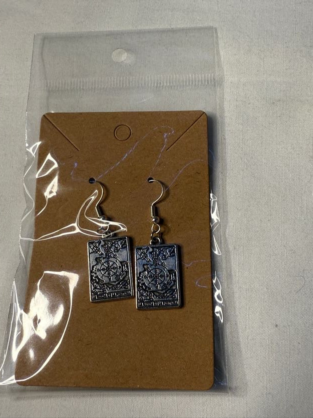 Silver Tarot Card Earrings