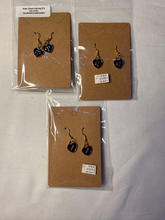 Zodiac Heart Charm Earrings Fire Signs