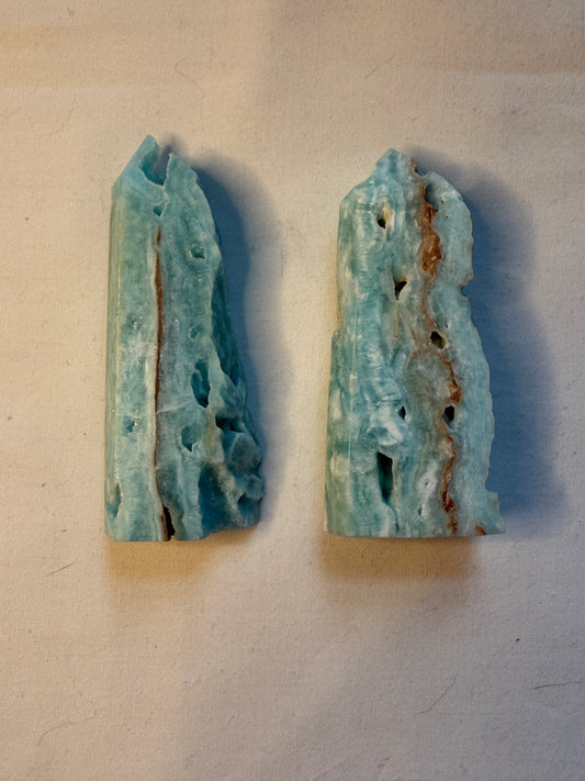 Blue Aragonite Half-Raw Towers