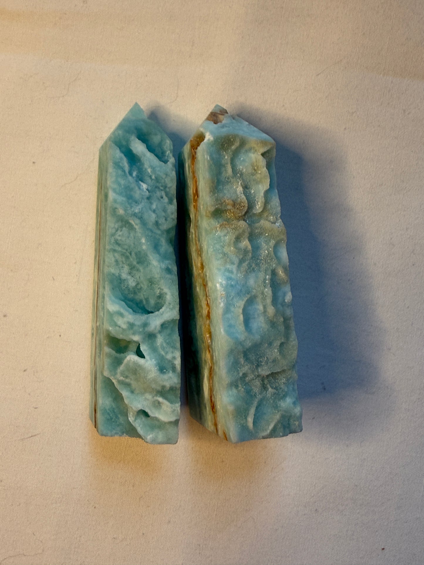 Blue Aragonite Half-Raw Towers