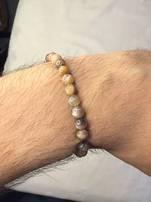 6mm Black and Grey Moonstone Bracelet