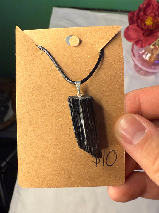 Raw Black Tourmaline Necklace