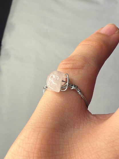 Rose Quartz Chip Ring