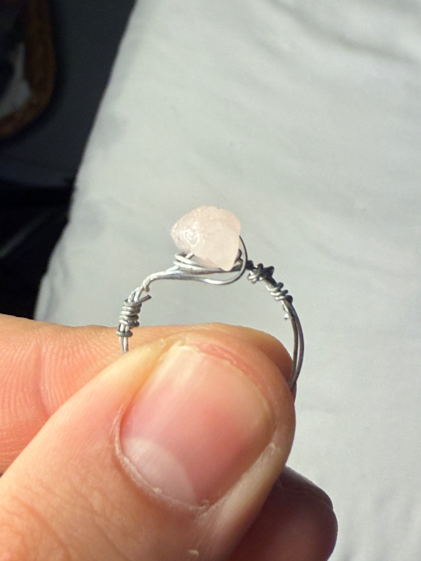 Rose Quartz Chip Ring
