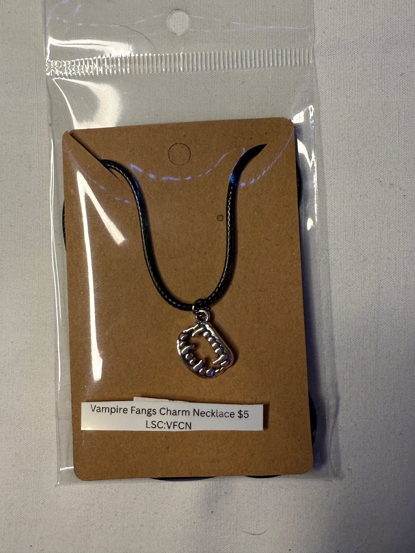 Vampire Fangs Silver Charm Necklace