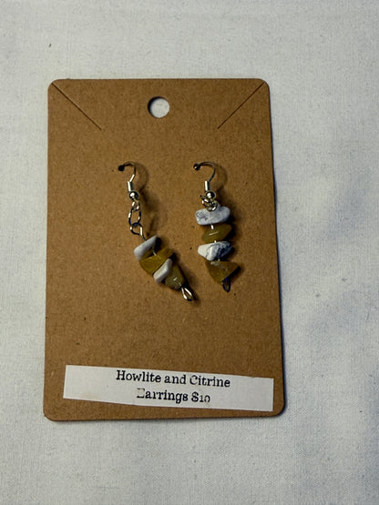 Howlite and Citrine Chip Earrings