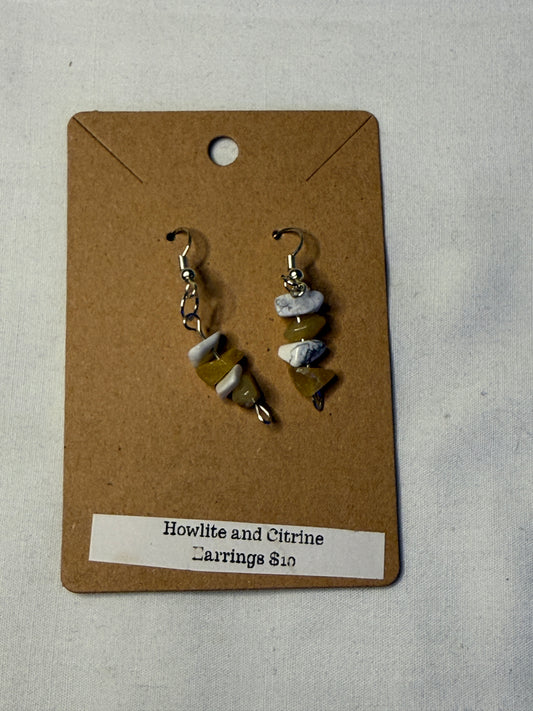 Howlite and Citrine Chip Earrings