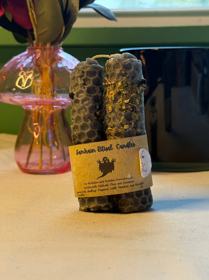 Samhain Hand-Rolled Beeswax Spell Candles
