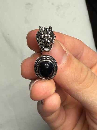 Black Onyx Adjustable Dragon Ring