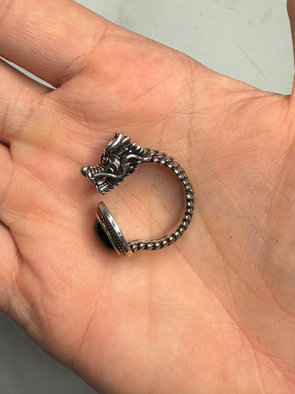 Black Onyx Adjustable Dragon Ring