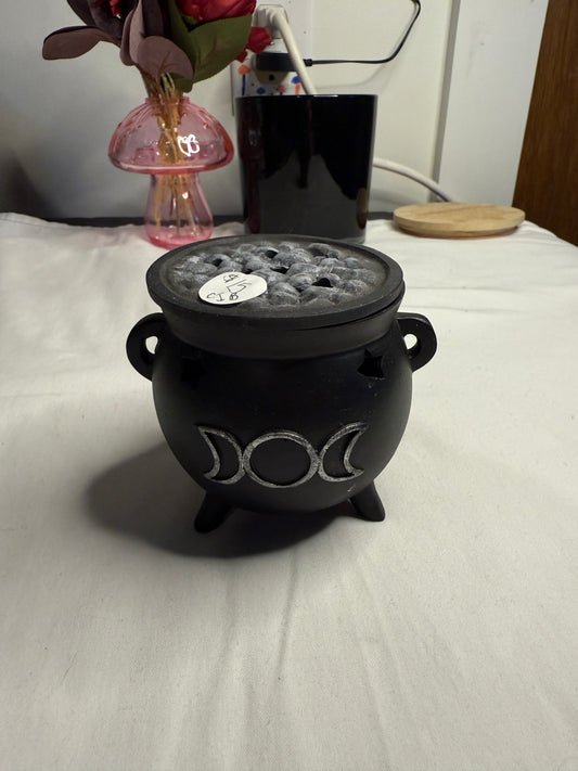 Triple Moon Cauldron Incense Cone Burner