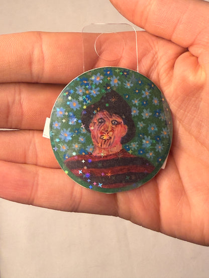 Horror Movie Freddy Holographic Sticker