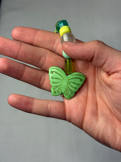 Long Green Butterfly Keychain