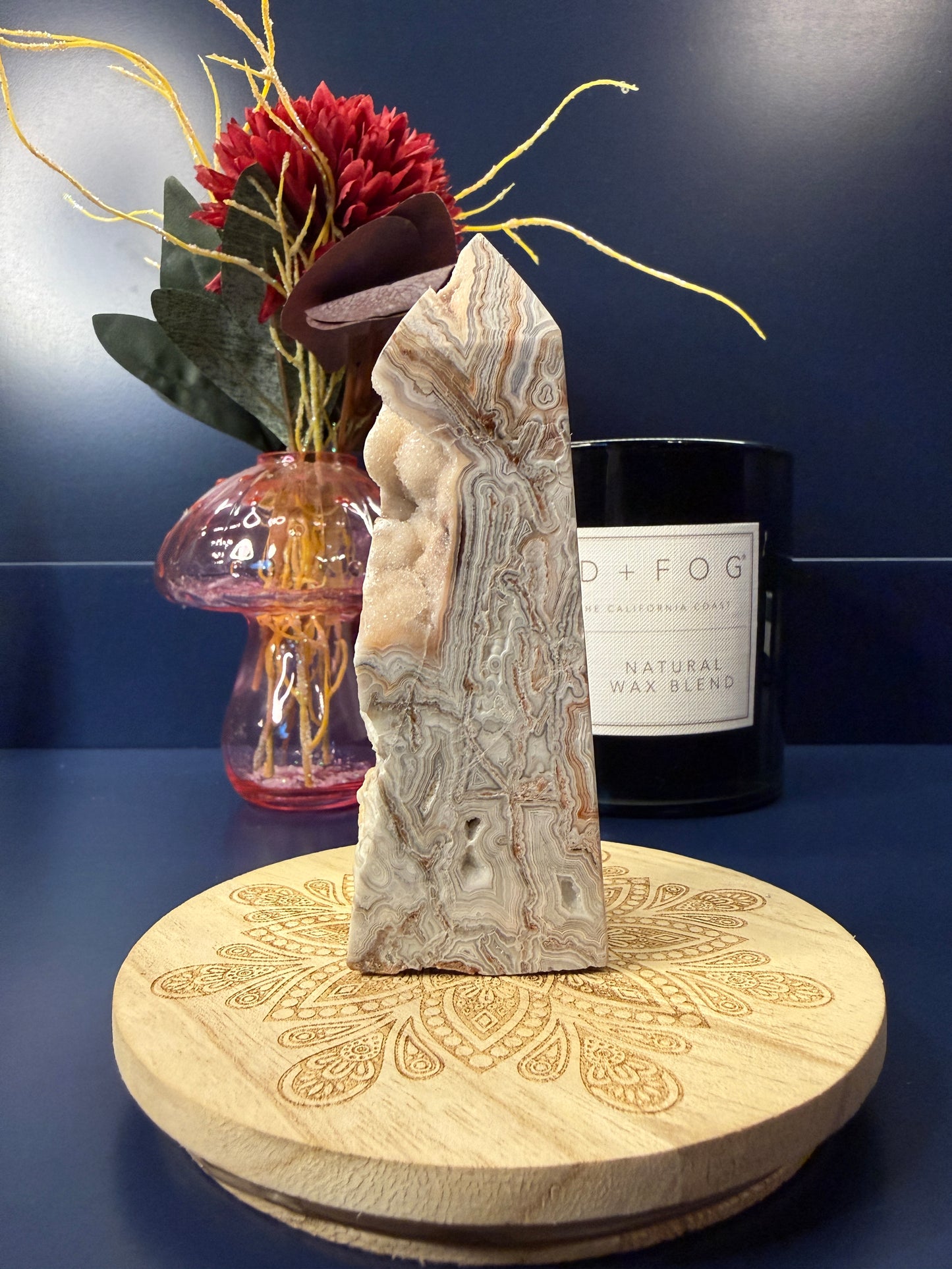 Crazy Lace Agate Druzy Tower